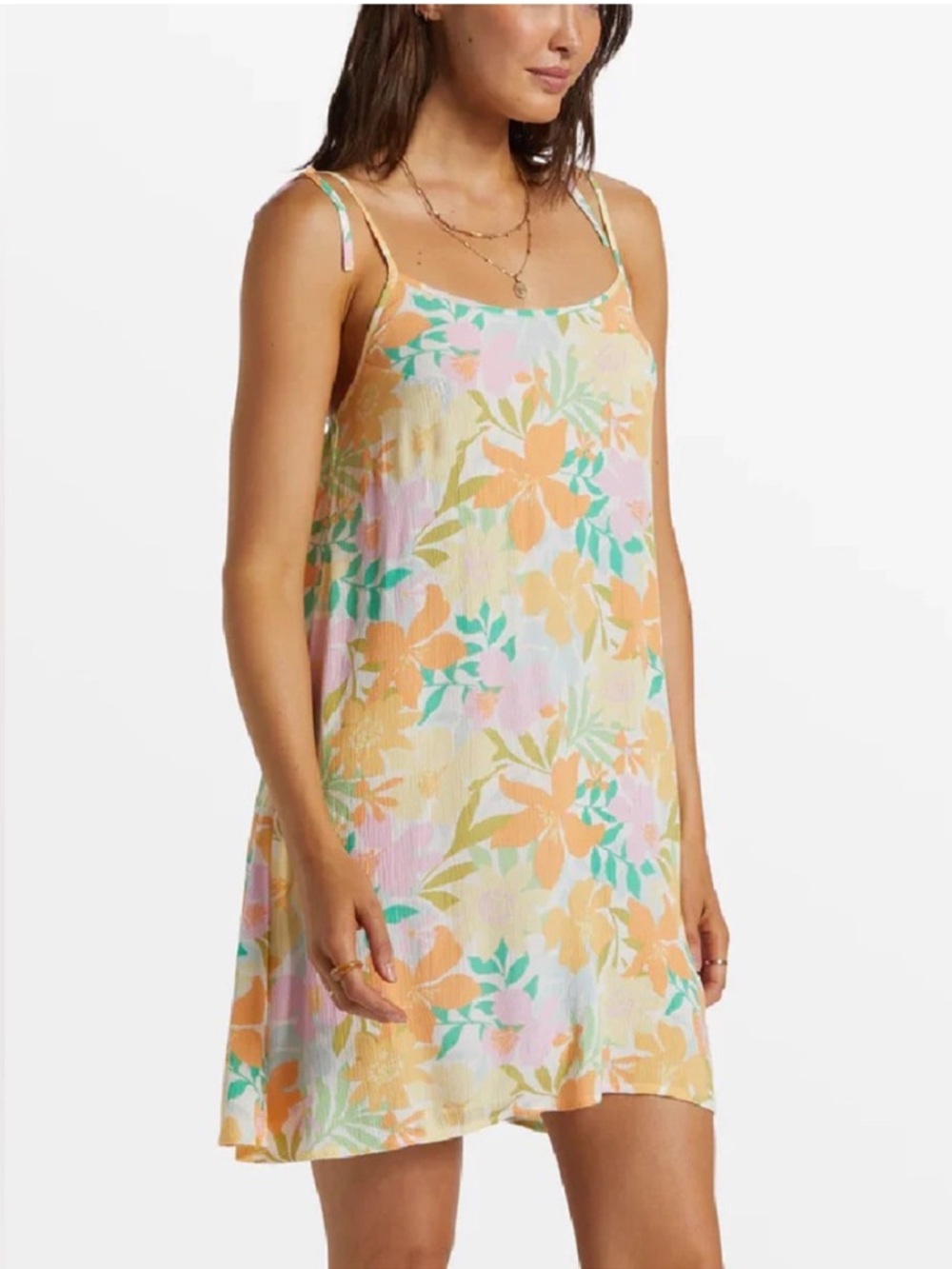 NWT Billabong Peach Floral Slip Cover-Up Dress